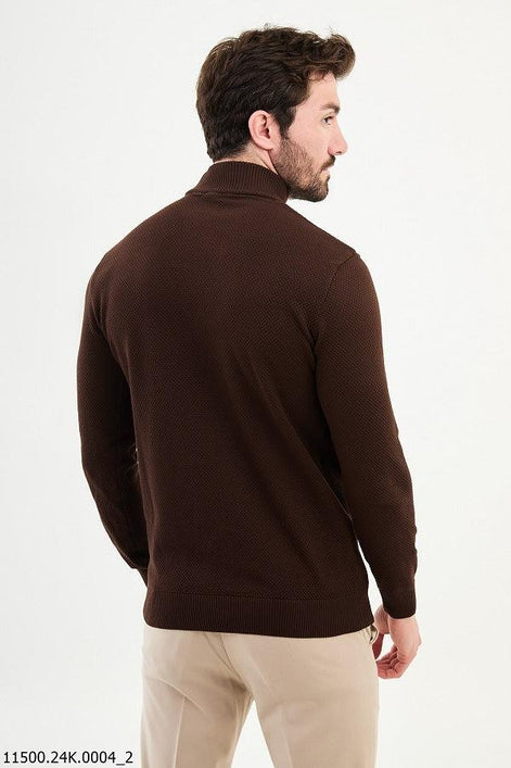 Ames Mock Turtleneck Sweater - Brown