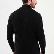 Ames Cable Knit Mock Turtleneck Sweater - Black