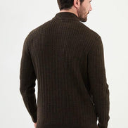 Ames Cable Knit Mock Turtleneck Sweater - Brown