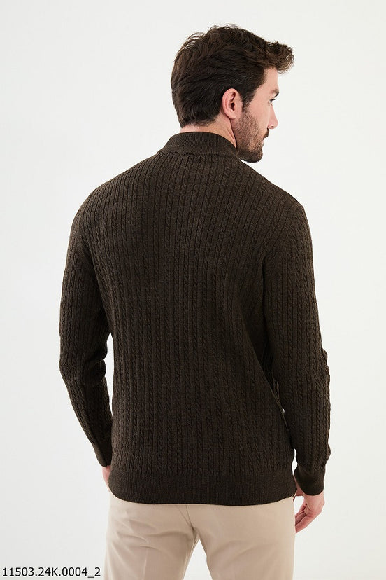 Brown Mock Turtleneck Sweater