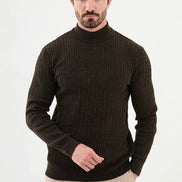 Ames Cable Knit Mock Turtleneck Sweater - Brown