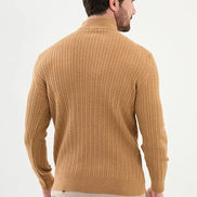 Ames Cable Knit Mock Turtleneck Sweater - Camel