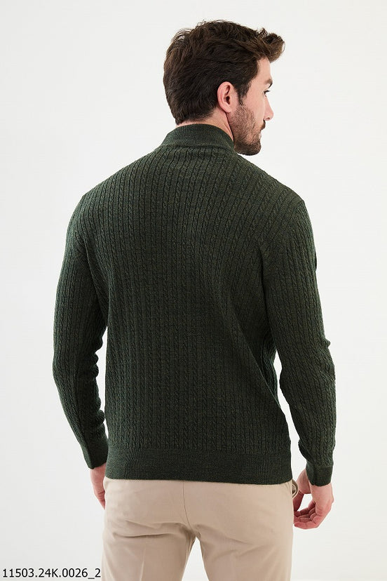 Khaki Mock Turtleneck Sweater