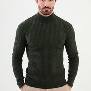 Ames Cable Knit Mock Turtleneck Sweater - Khaki