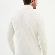 Ames Cable Knit Mock Turtleneck Sweater - White