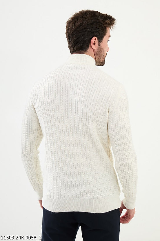 White Mock Turtleneck Sweater