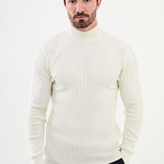 Ames Cable Knit Mock Turtleneck Sweater - White