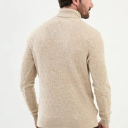 Ames Cable Pattern Beige Turtleneck Sweater