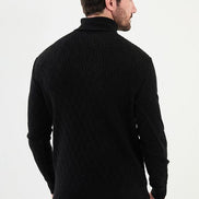 Ames Cable knit Turtleneck Sweater - Black