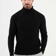 Ames Cable knit Turtleneck Sweater - Black