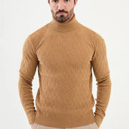 Ames Cable Knit Turtleneck Sweater - Camel