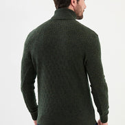 Ames Cable Knit Turtleneck Wool Sweater - Khaki