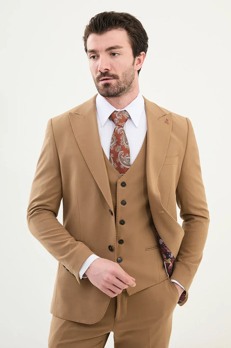 Ames Wool Camel 3 Piece Suit