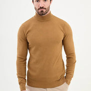 Ames Mock Turtleneck Wool Sweater - Camel