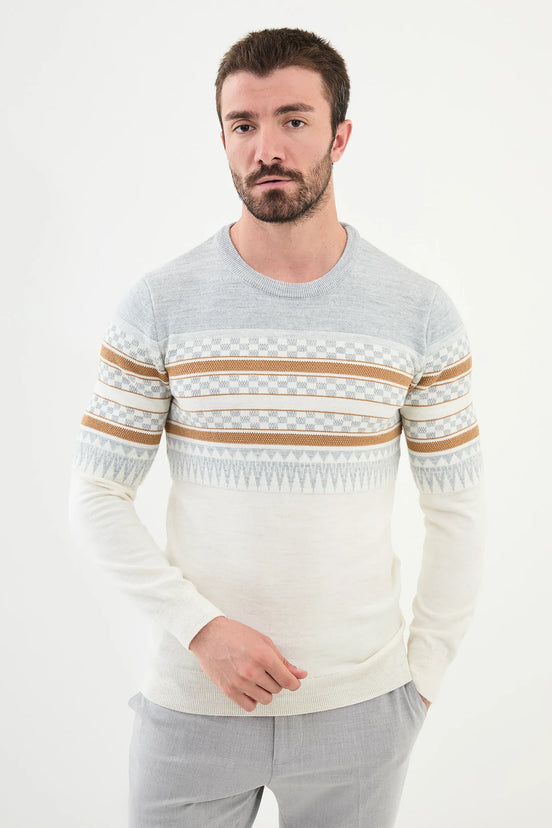 Crew Neck Wool Sweater White