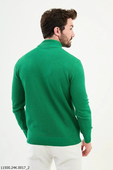 Ames Mock Turtleneck Wool Sweater - Green