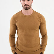 Ames Herringbone Crewneck Wool Sweater - Camel