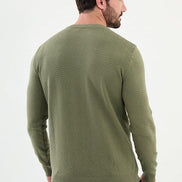 Ames Herringbone Crewneck Wool Sweater - Khaki