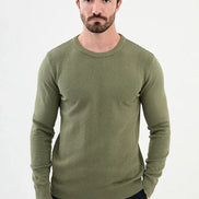 Ames Herringbone Crewneck Wool Sweater - Khaki