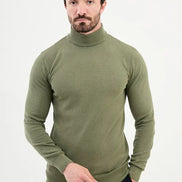 Ames Mock Turtleneck Wool Sweater - Khaki