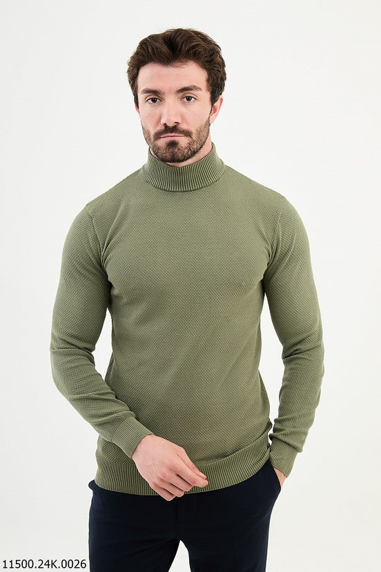 Khaki Green Wool Sweater