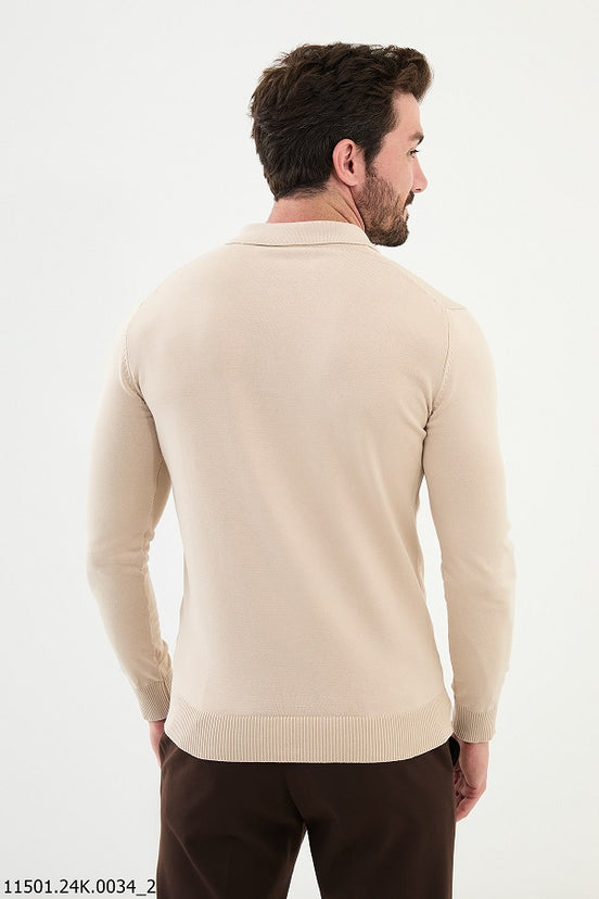 Beige Polo Sweater