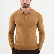 Ames Knitted Wool Polo Sweater - Camel