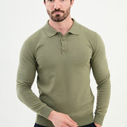 Ames Knitted Wool Polo Sweater - Khaki