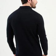 Ames Knitted Wool Polo Sweater - Navy Blue