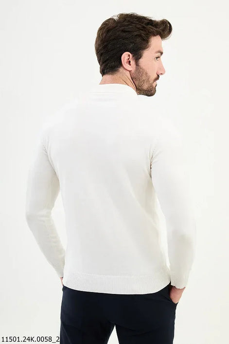 Ames Knitted Wool Polo Sweater - White
