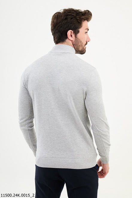 Ames Mock Turtleneck Wool Sweater - Gray