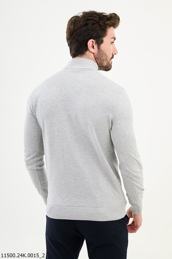 Light Gray Mock Turtleneck Wool Sweater