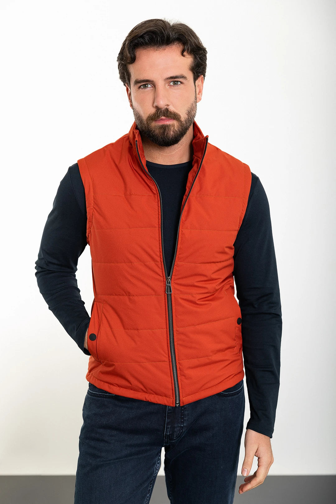 Ames Men’s Slim Fit Rust Brown Puffer Vest