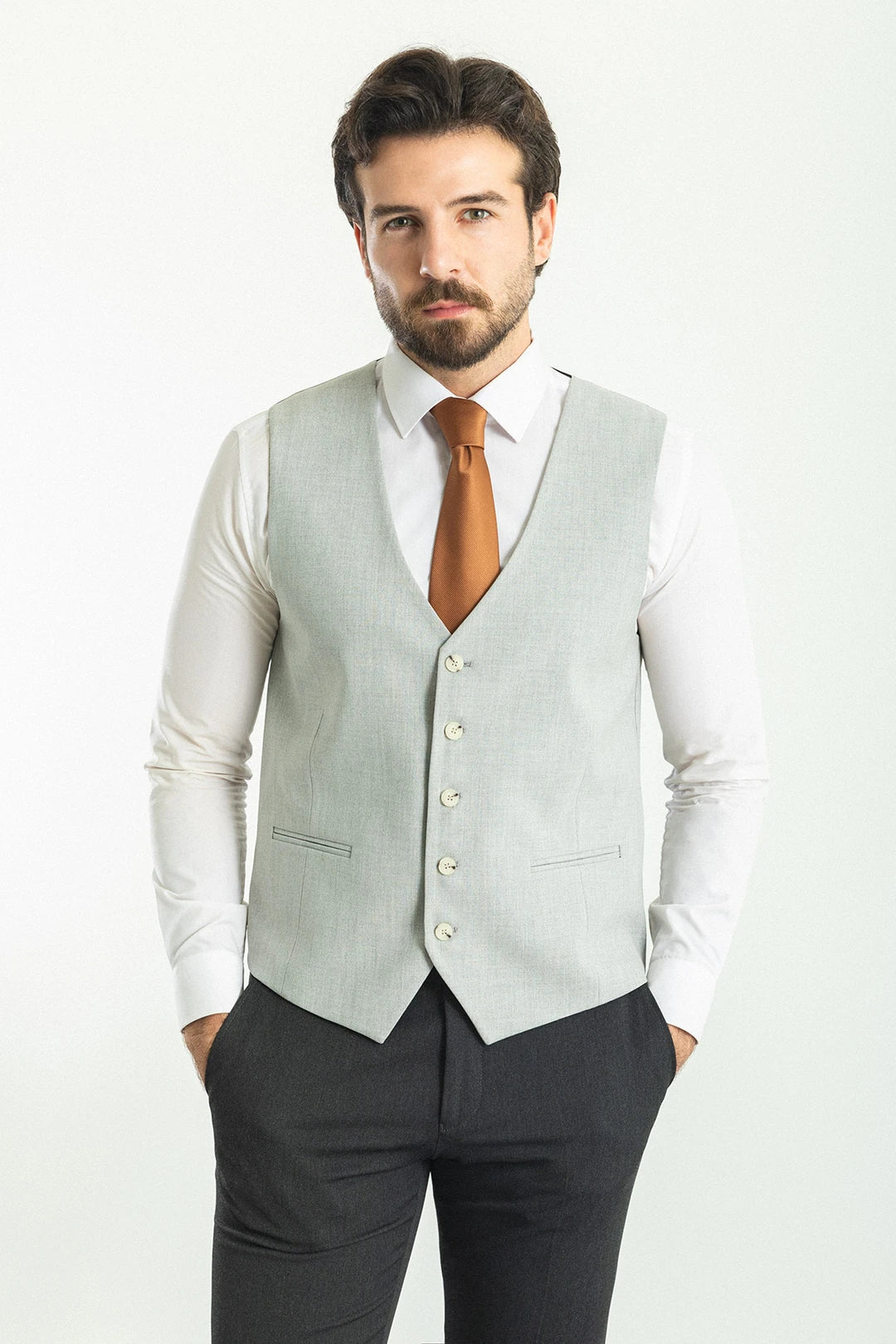 Ames Men’s Slim Fit Gray Wool Vest