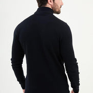 Ames Mock Turtleneck Wool Sweater - Navy Blue
