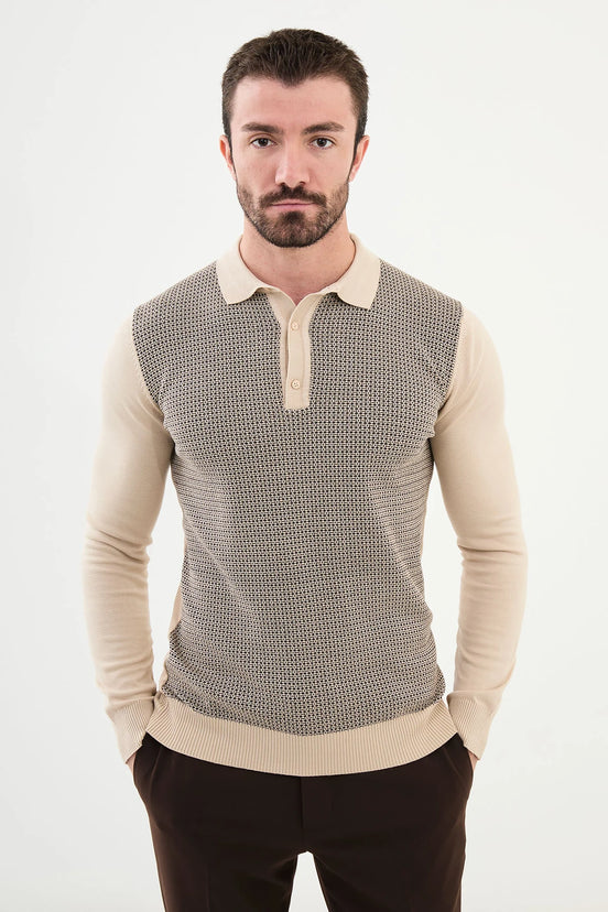 Wool Polo Sweater Beige