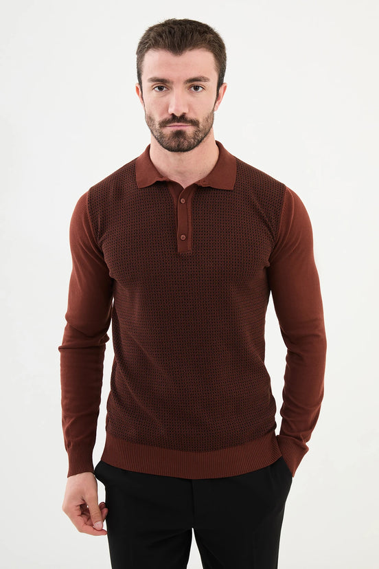 Polo Sweater Rust Brown