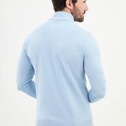 Ames Mock Turtleneck Wool Sweater - Sky Blue