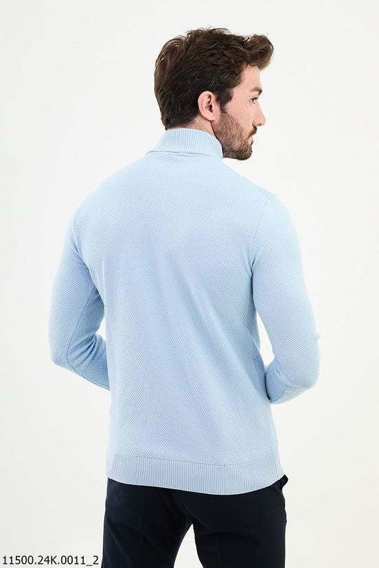 Mock Turtleneck Sky Blue Wool Sweater