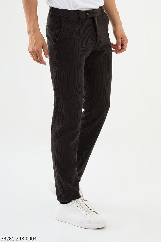 Brown Slim Fit Corduroy Pants