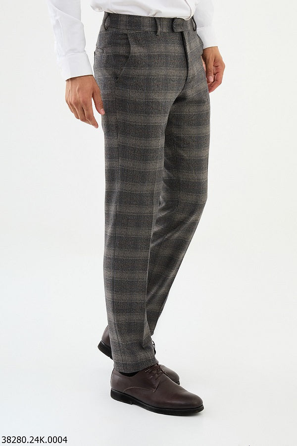 Ames Wool Brown Checkered Pants