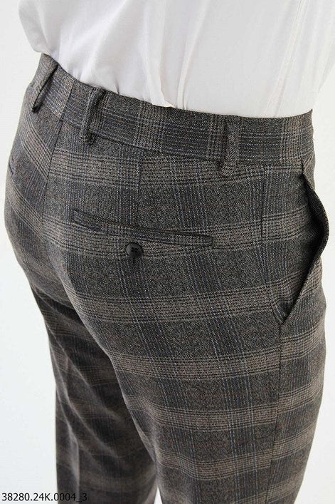 Ames Wool Brown Checkered Pants