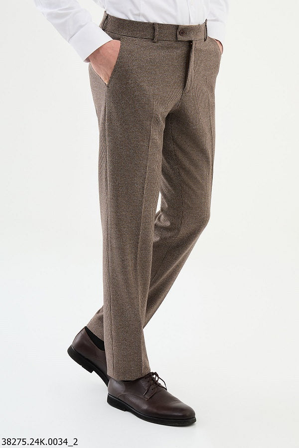 Ames Wool Beige Checkered Pants