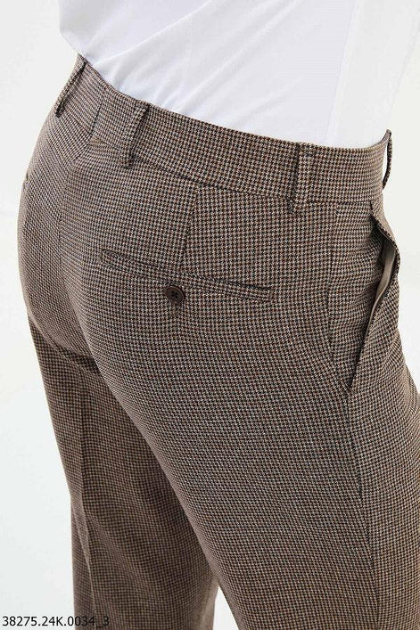 Ames Wool Beige Checkered Pants
