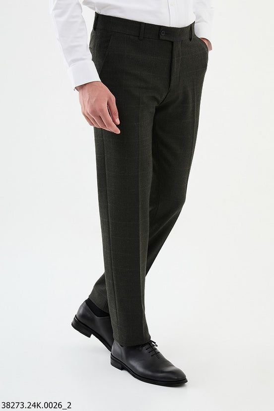 Wool Black Plaid Pants