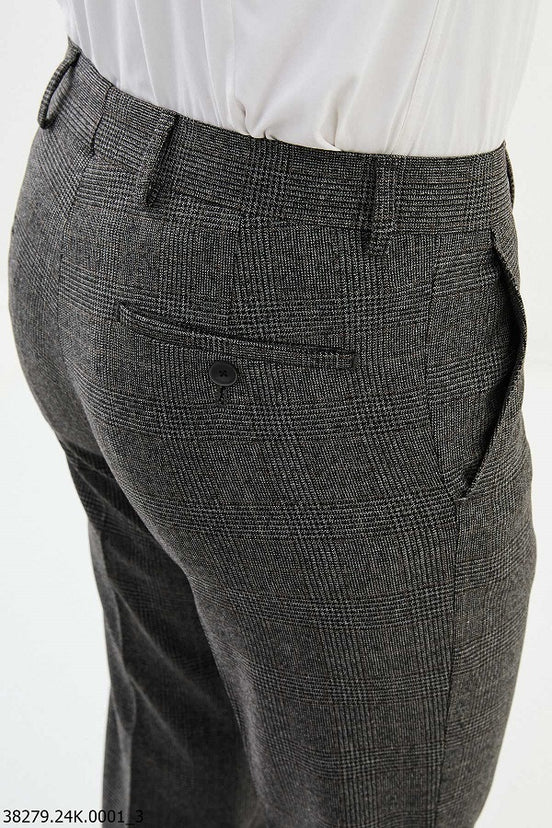 Wool Gray Plaid Pants