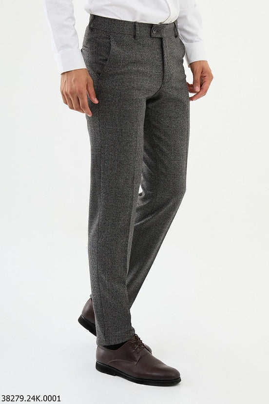 Wool Gray Plaid Pants