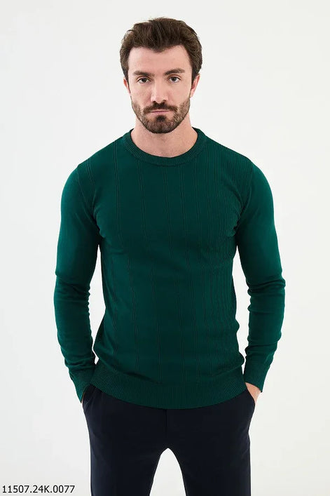 Ames Striped Crewneck Wool Sweater - Green