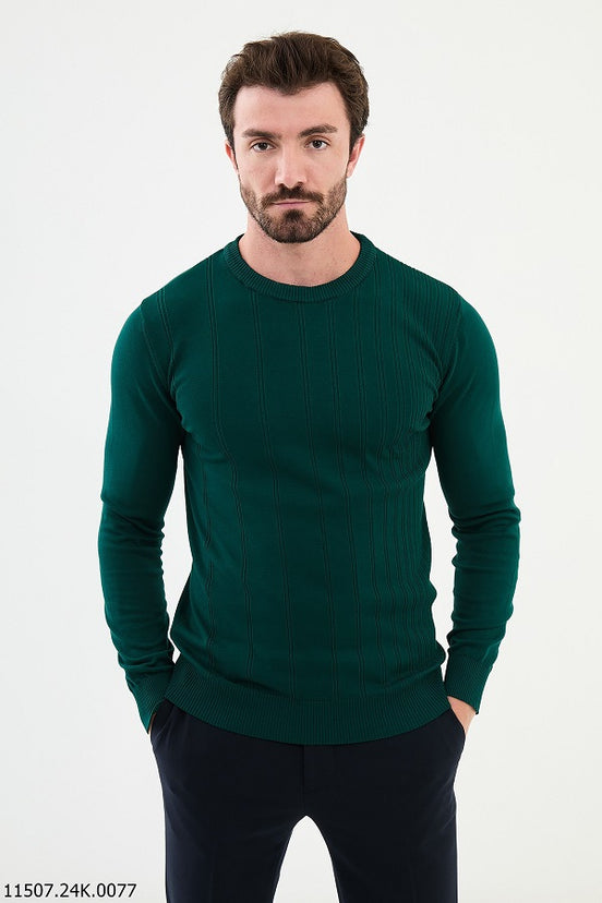 Green Crewneck Wool Sweater