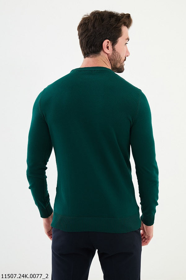 Ames Striped Crewneck Wool Sweater - Green